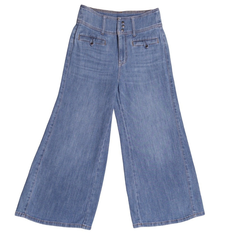 Pilcro Anthropologie Sailor Wide Leg Crop Jeans 27 High Rise Medium Wash